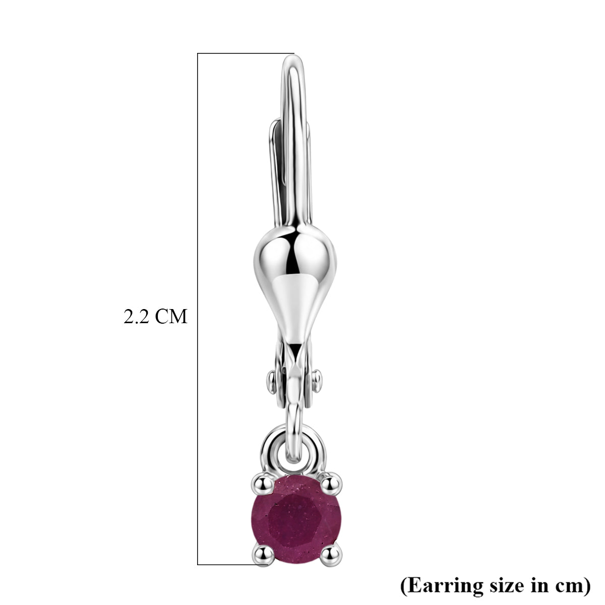 D'Joy African Ruby Solitaire Stud Earring with Lever Back in Rhodium Overlay Sterling Silver 1.50 Ct. 8565053 5