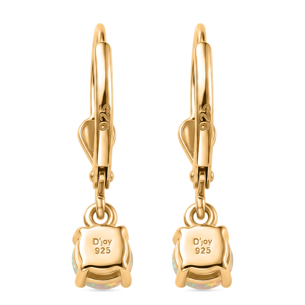Royal Bali Collection - D'Joy Ethiopian Opal Solitaire Stud Earring with Lever Back in 18K Vermeil Yellow Gold Plated Sterling Silver_8565056_4
