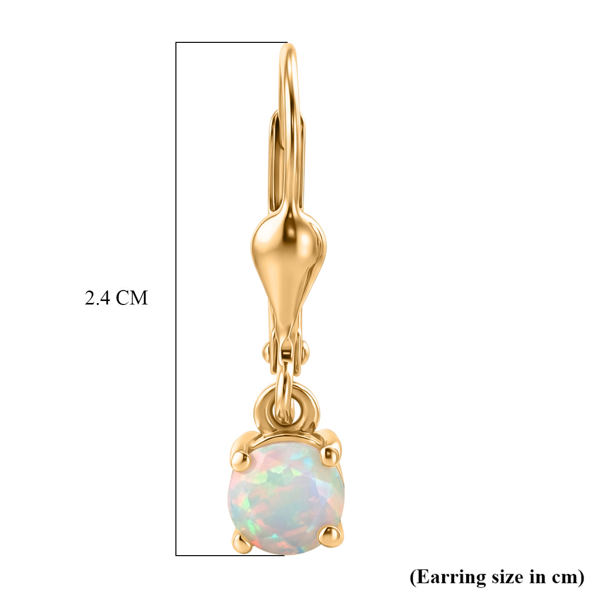 Royal Bali Collection - D'Joy Ethiopian Opal Solitaire Stud Earring with Lever Back in 18K Vermeil Yellow Gold Plated Sterling Silver 8565056 6