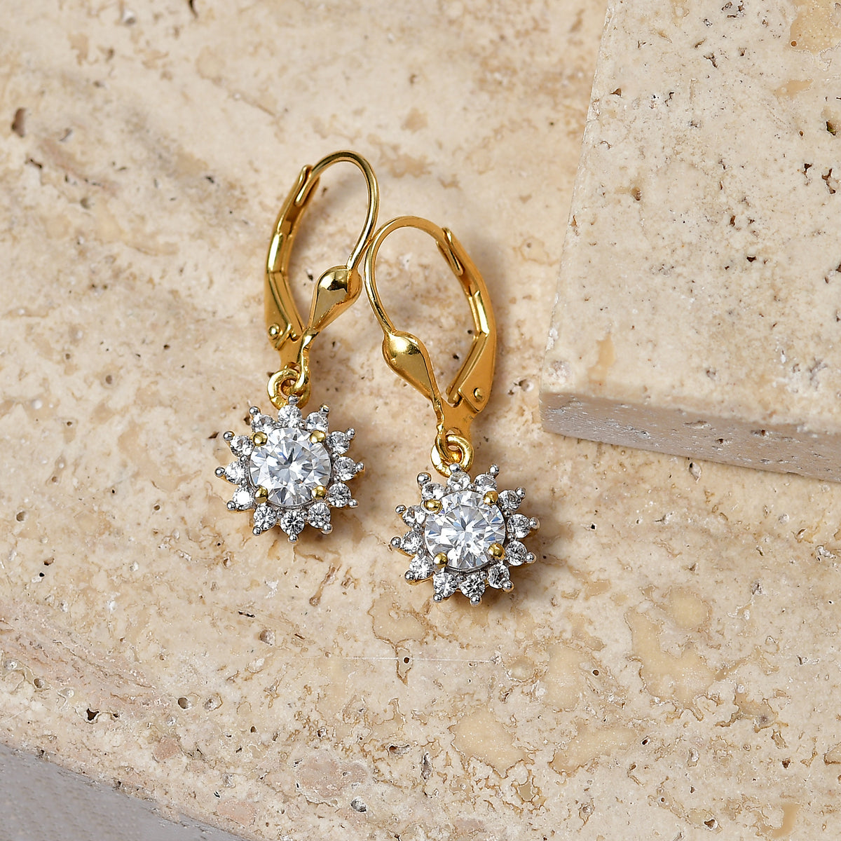 D'Joy Moissanite Earring with Lever Back in 18K Vermeil Yellow Gold Plated Sterling Silver 1.27 Ct. 8565195 3