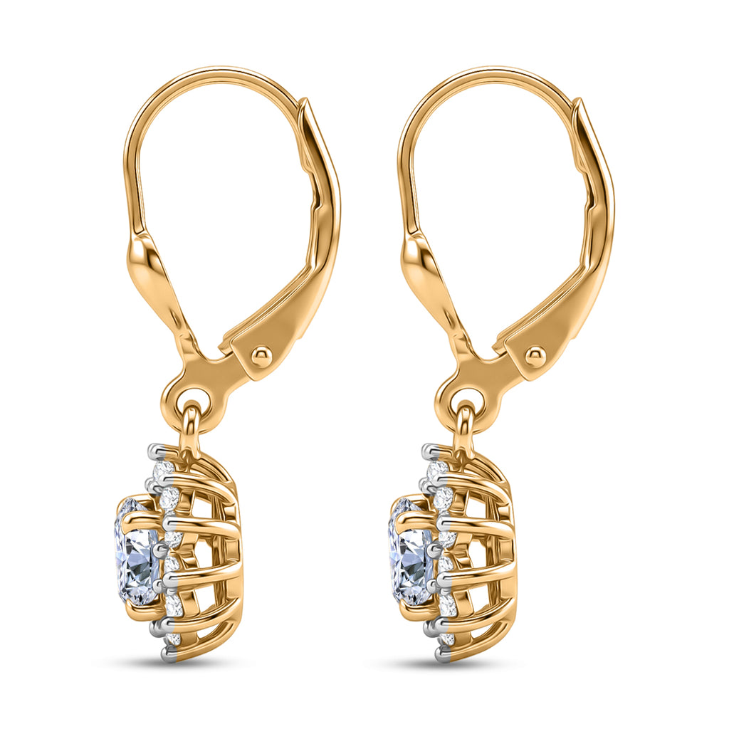 Royal Bali Collection - D'Joy Moissanite Earring with Lever Back in 18K Vermeil Yellow Gold Plated Sterling Silver 1.27 Ct._8565195_3