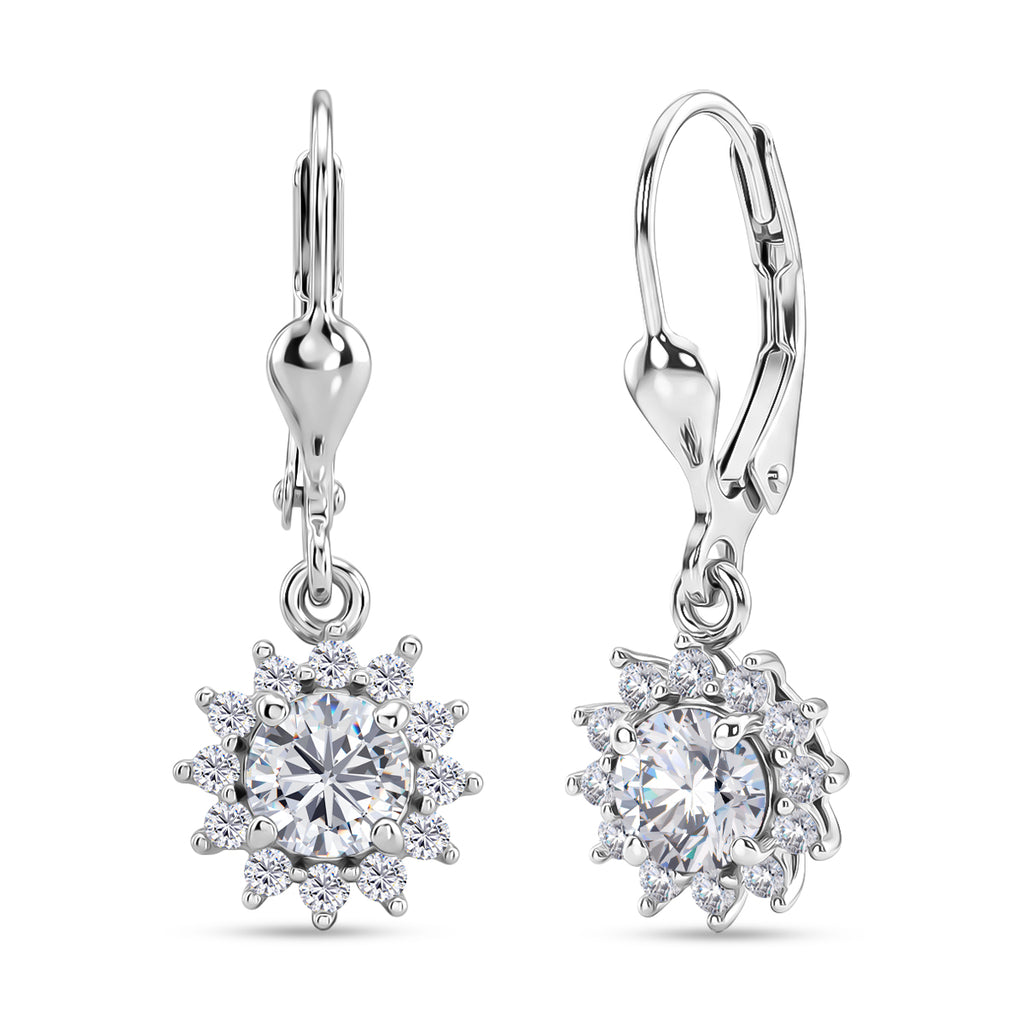 Royal Bali Collection - D'Joy Moissanite Earring with Lever Back in Rhodium Overlay Sterling Silver 1.27 Ct._8565196
