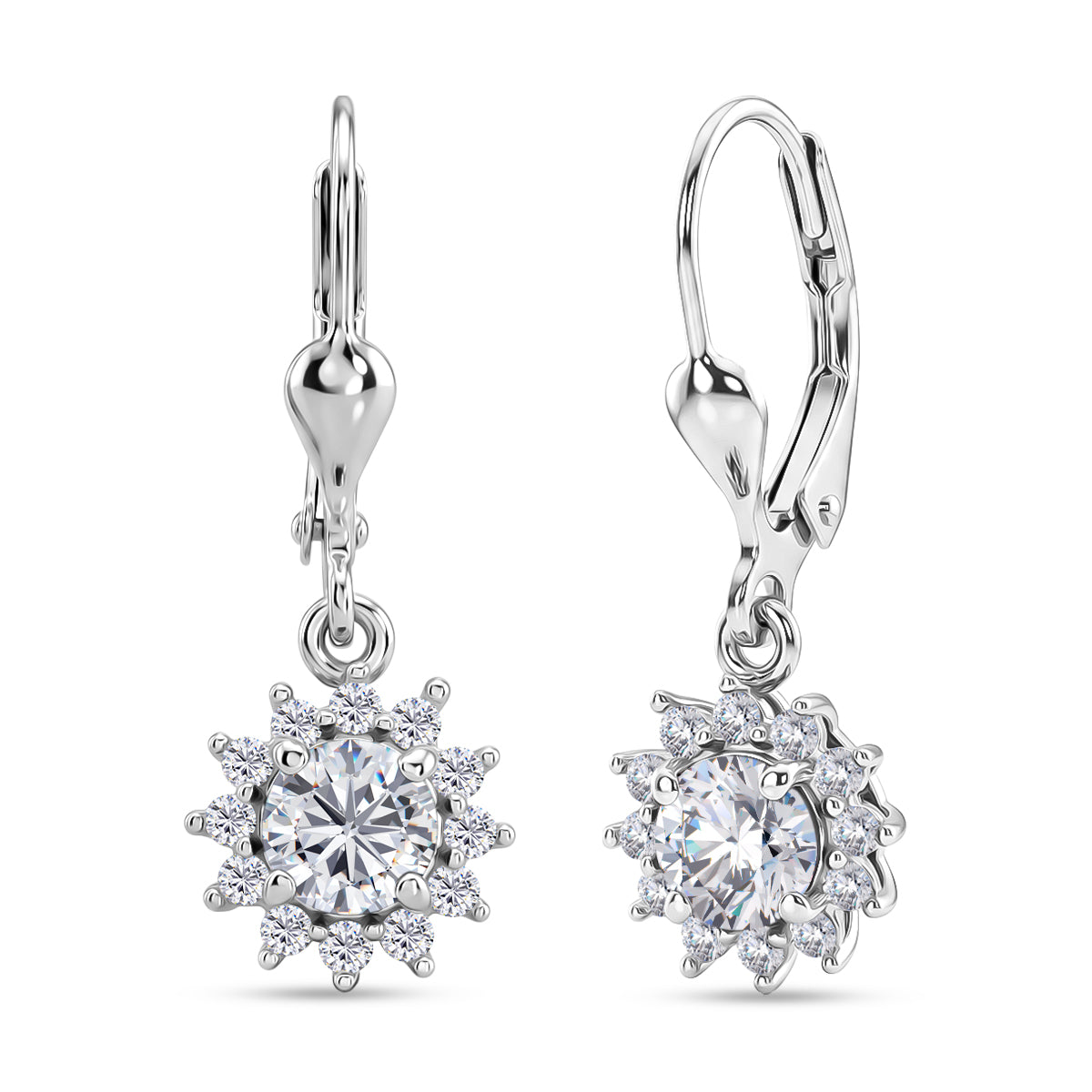 D'Joy Moissanite Earring with Lever Back in Rhodium Overlay Sterling Silver 1.27 Ct. V32718562 0
