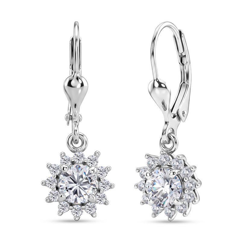 Royal Bali Collection - D'Joy Moissanite Earring with Lever Back in Rhodium Overlay Sterling Silver 1.27 Ct._8565196