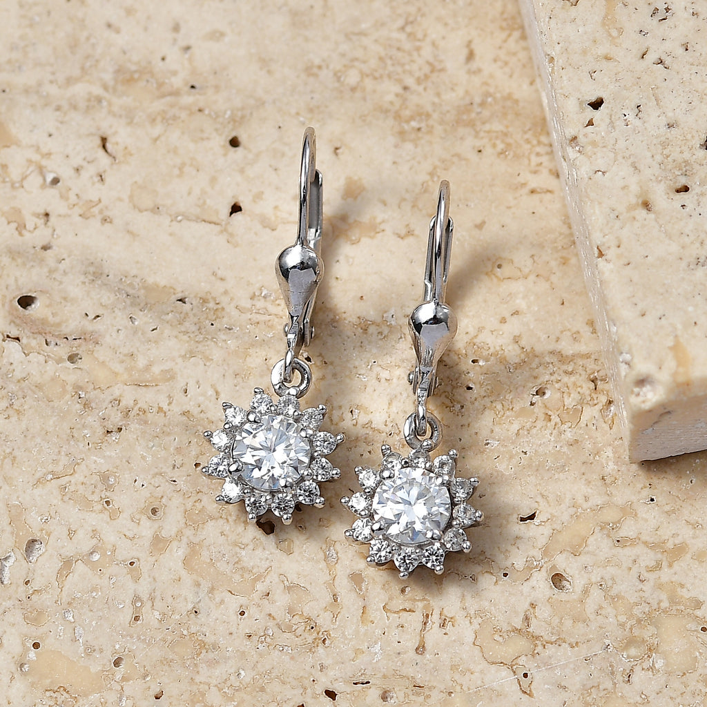 Royal Bali Collection - D'Joy Moissanite Earring with Lever Back in Rhodium Overlay Sterling Silver 1.27 Ct._8565196_2