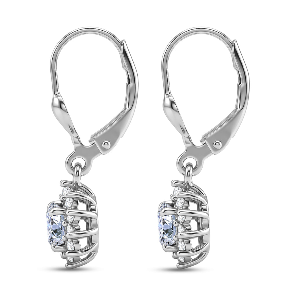 Royal Bali Collection - D'Joy Moissanite Earring with Lever Back in Rhodium Overlay Sterling Silver 1.27 Ct._8565196_3