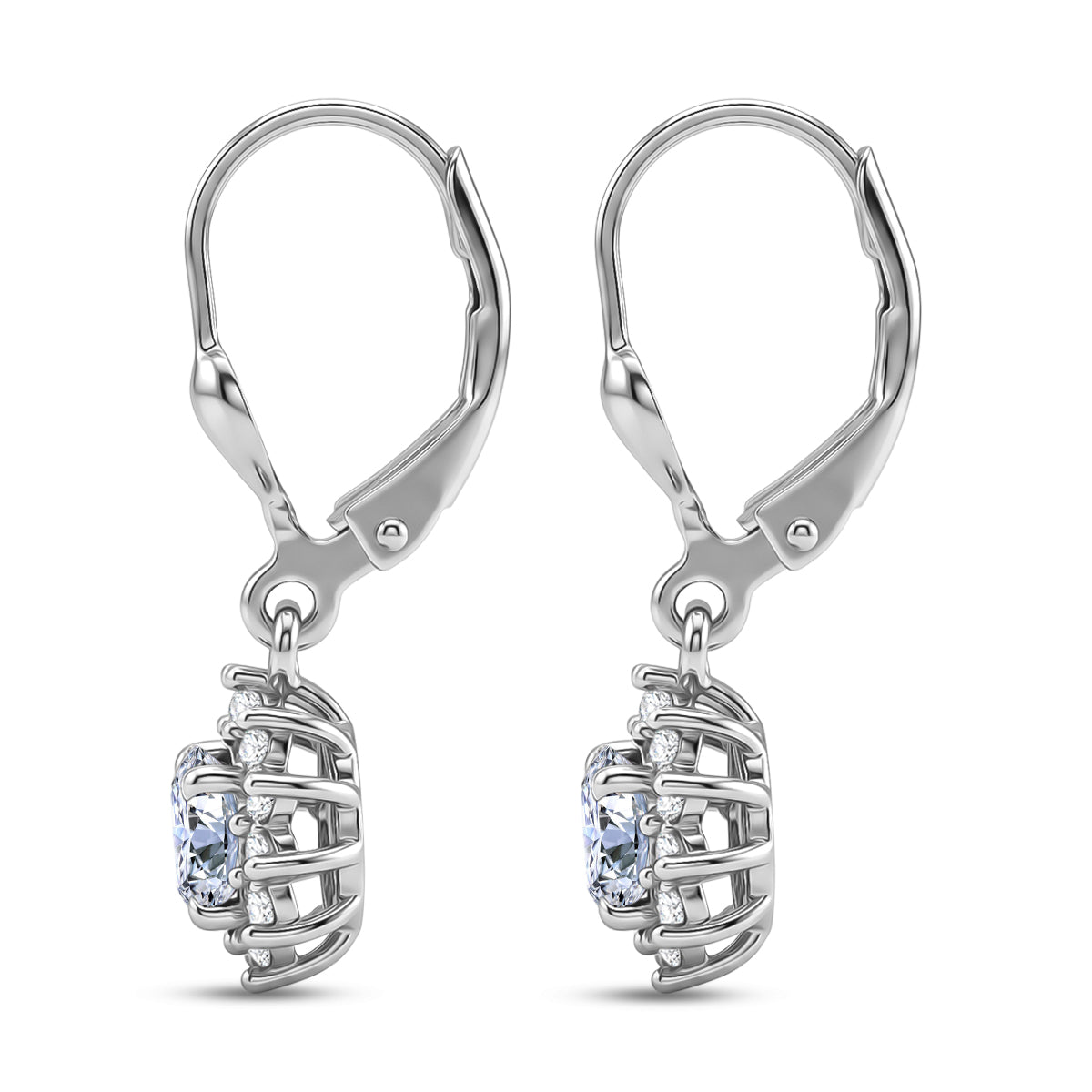 D'Joy Moissanite Earring with Lever Back in Rhodium Overlay Sterling Silver 1.27 Ct. V32718562 4