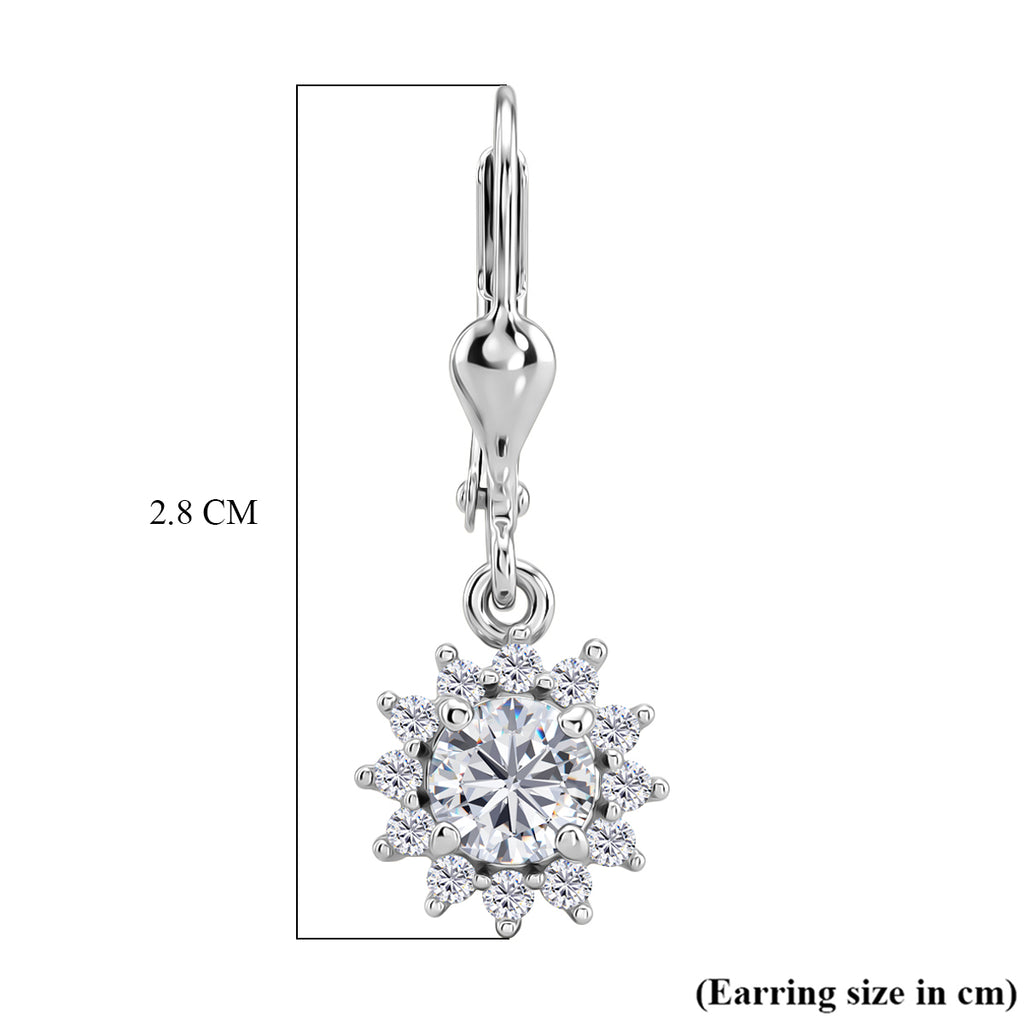Royal Bali Collection - D'Joy Moissanite Earring with Lever Back in Rhodium Overlay Sterling Silver 1.27 Ct._8565196_5