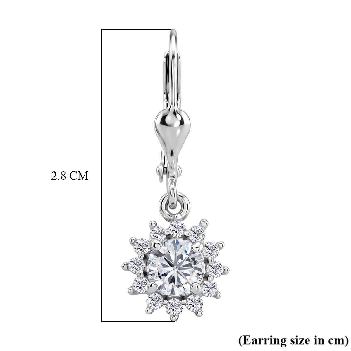 D'Joy Moissanite Earring with Lever Back in Rhodium Overlay Sterling Silver 1.27 Ct. V32718562 6