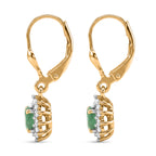 Royal Bali Collection - D'Joy Socoto Emerald & White Zircon Halo Earring with Lever Back in 18K Vermeil Yellow Gold Plated Sterling Silver 1.42 Ct._8565197_3