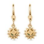 Royal Bali Collection - D'Joy Socoto Emerald & White Zircon Halo Earring with Lever Back in 18K Vermeil Yellow Gold Plated Sterling Silver 1.42 Ct._8565197_4
