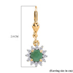 Royal Bali Collection - D'Joy Socoto Emerald & White Zircon Halo Earring with Lever Back in 18K Vermeil Yellow Gold Plated Sterling Silver 1.42 Ct._8565197_5