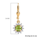 Royal Bali Collection - D'Joy Peridot & White Zircon Earring with Lever Back in 18K Vermeil Yellow Gold Plated Sterling Silver 1.50 Ct._8565199_5