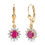 Royal Bali Collection - D'Joy African Ruby & White Zircon Earring with Lever Back in 18K Vermeil Yellow Gold Plated Sterling Silver 2.00 Ct._8565201
