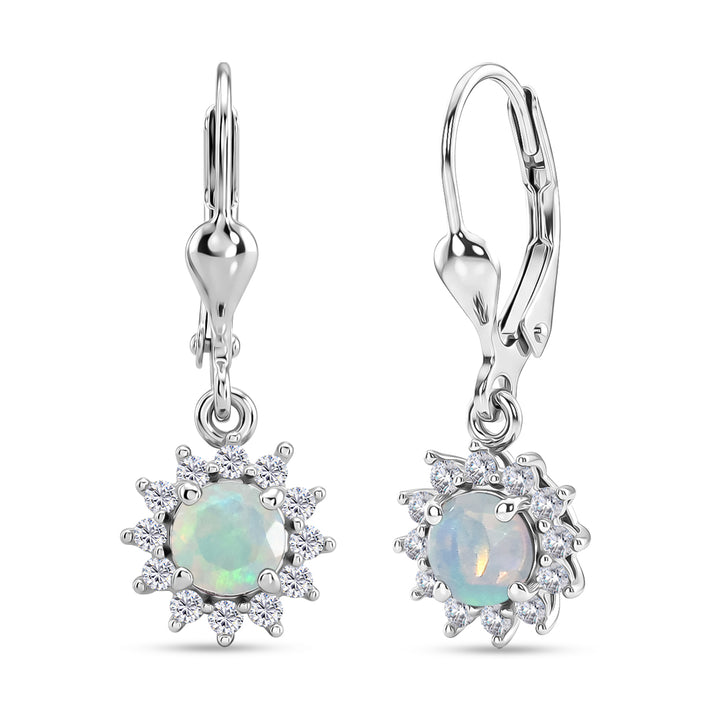 Royal Bali Collection - D'Joy Socoto Emerald &amp; White Zircon Halo Earring with Lever Back in 18K Vermeil Yellow Gold Plated Sterling Silver 1.42 Ct. 8565197 1