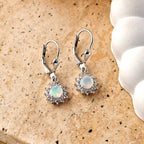 Royal Bali Collection - D'Joy Ethiopian Opal & White Zircon Earring with Lever Back in Rhodium Overlay Sterling Silver 1.13 Ct._8565206_2