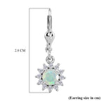 Royal Bali Collection - D'Joy Ethiopian Opal & White Zircon Earring with Lever Back in Rhodium Overlay Sterling Silver 1.13 Ct._8565206_5