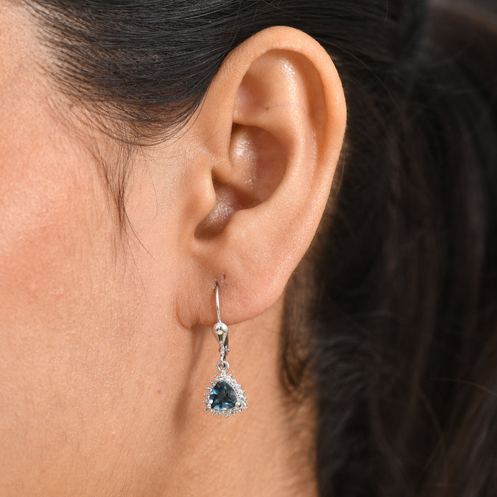 Royal Bali Collection - D'Joy Masoala Sapphire September birthstone Lever Back Earring in 18K Vermeil Yellow Gold Plated Sterling Silver 2.88 Ct. 8565235 2