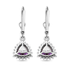 Royal Bali Collection - D'Joy African Amethyst & White Zircon Trillion Cut Halo Earring with Lever Back in Rhodium Overlay Sterling Silver  1.65 Ct._8565210_4