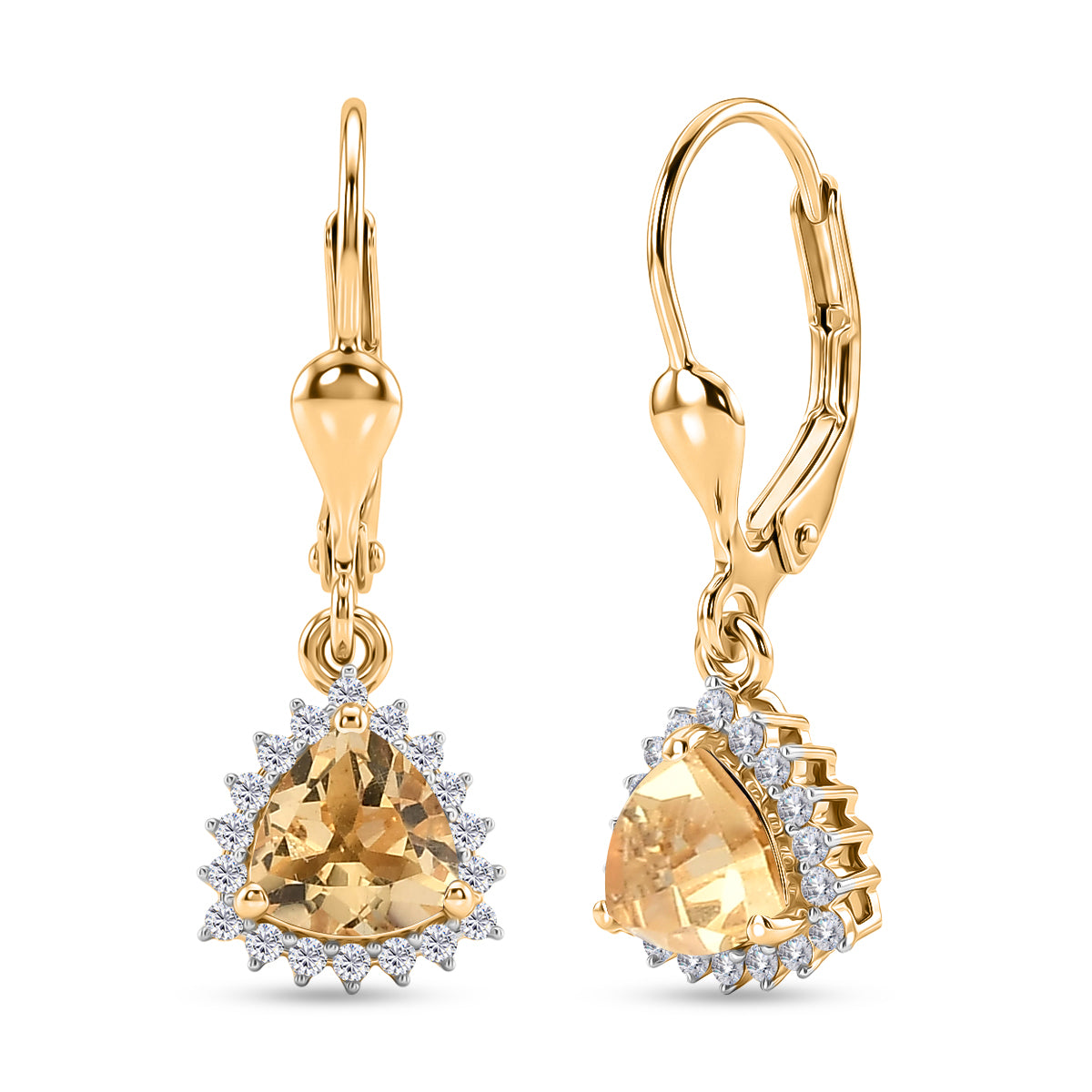 D'Joy Citrine November Birthstone Earring with Lever Back in 18K Vermeil Yellow Gold Plated Sterling Silver 1.84 Ct. 8565222 0