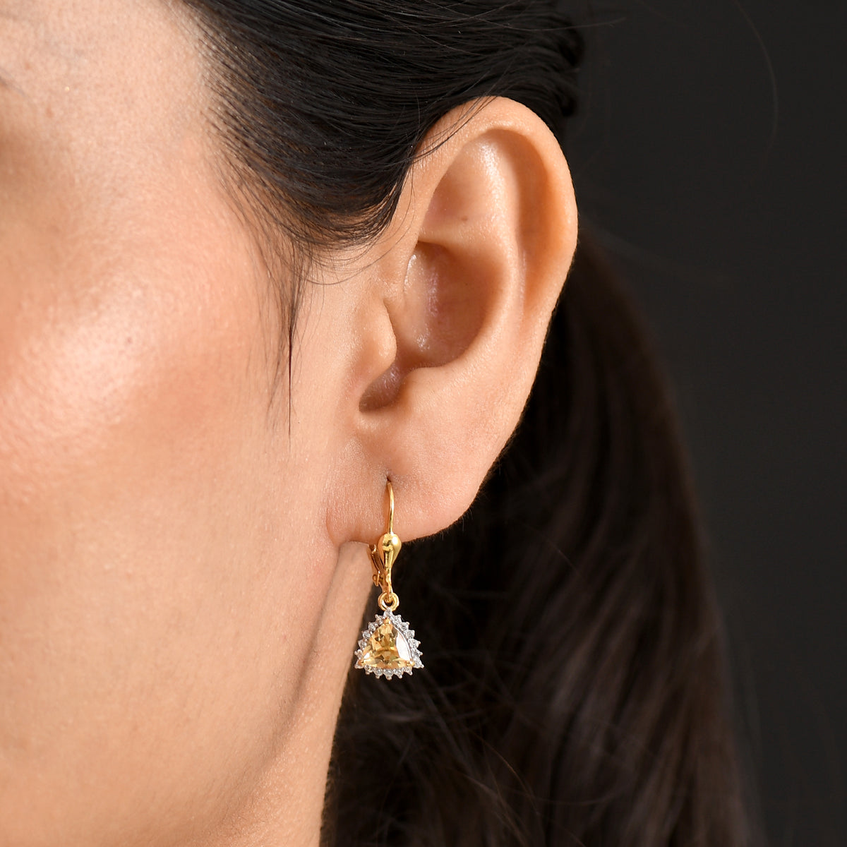 D'Joy Citrine November Birthstone Earring with Lever Back in 18K Vermeil Yellow Gold Plated Sterling Silver 1.84 Ct. 8565222 2