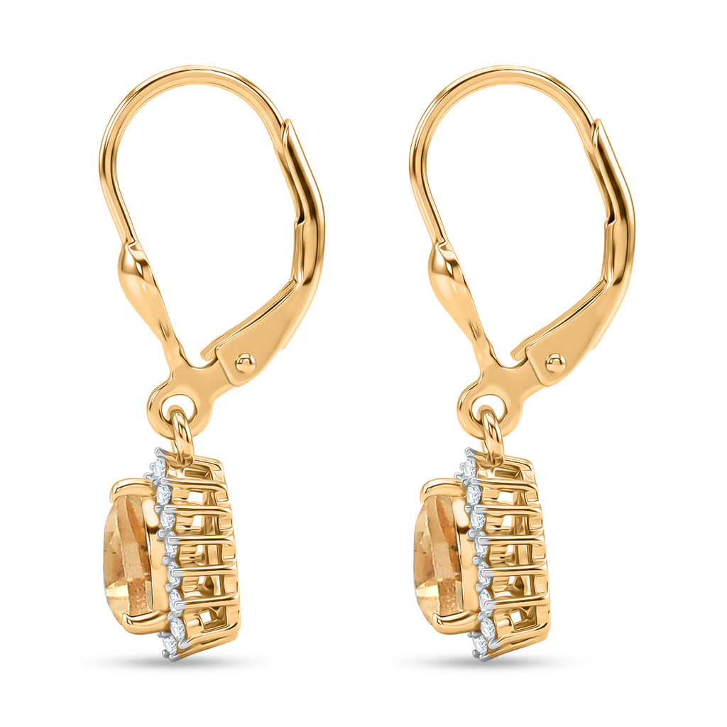 Royal Bali Collection - D'Joy Citrine & White Zircon Earring with Lever Back in 18K Vermeil Yellow Gold Plated Sterling Silver 1.84 Ct._8565222_3