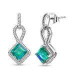 D'Joy - Peacock Triplet Quartz Dangling Earring with Push Post in Platinum Overlay Sterling Silver 2.65 Ct._8565226
