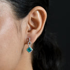 D'Joy - Peacock Triplet Quartz Dangling Earring with Push Post in Platinum Overlay Sterling Silver 2.65 Ct._8565226_1