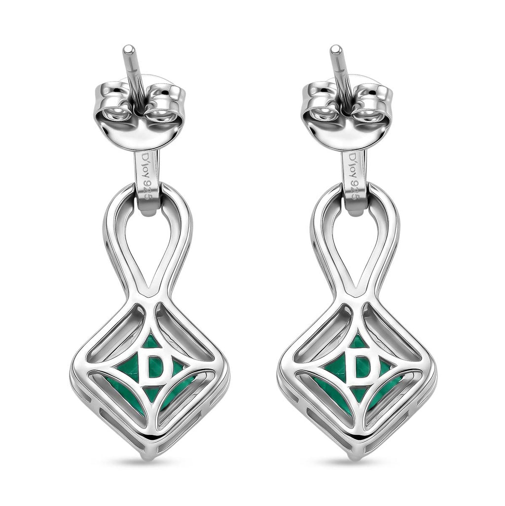 D'Joy - Peacock Triplet Quartz Dangling Earring with Push Post in Platinum Overlay Sterling Silver 2.65 Ct._8565226_4