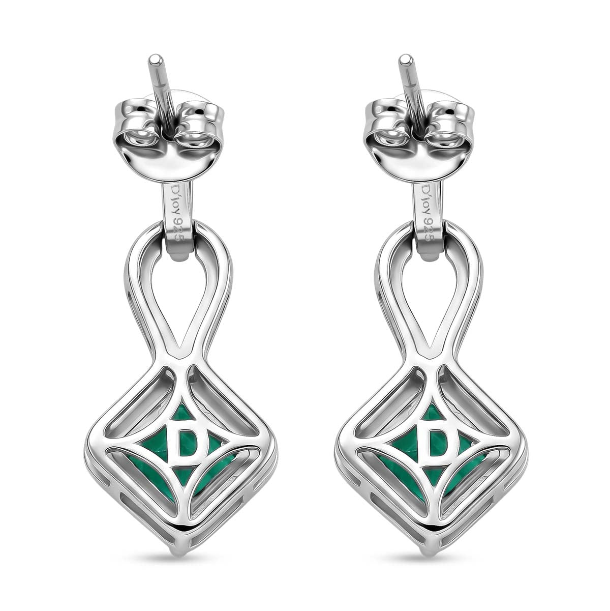 D'Joy - Peacock Triplet Quartz Dangling Earring with Push Post in Platinum Overlay Sterling Silver 2.65 Ct. V32515091 5