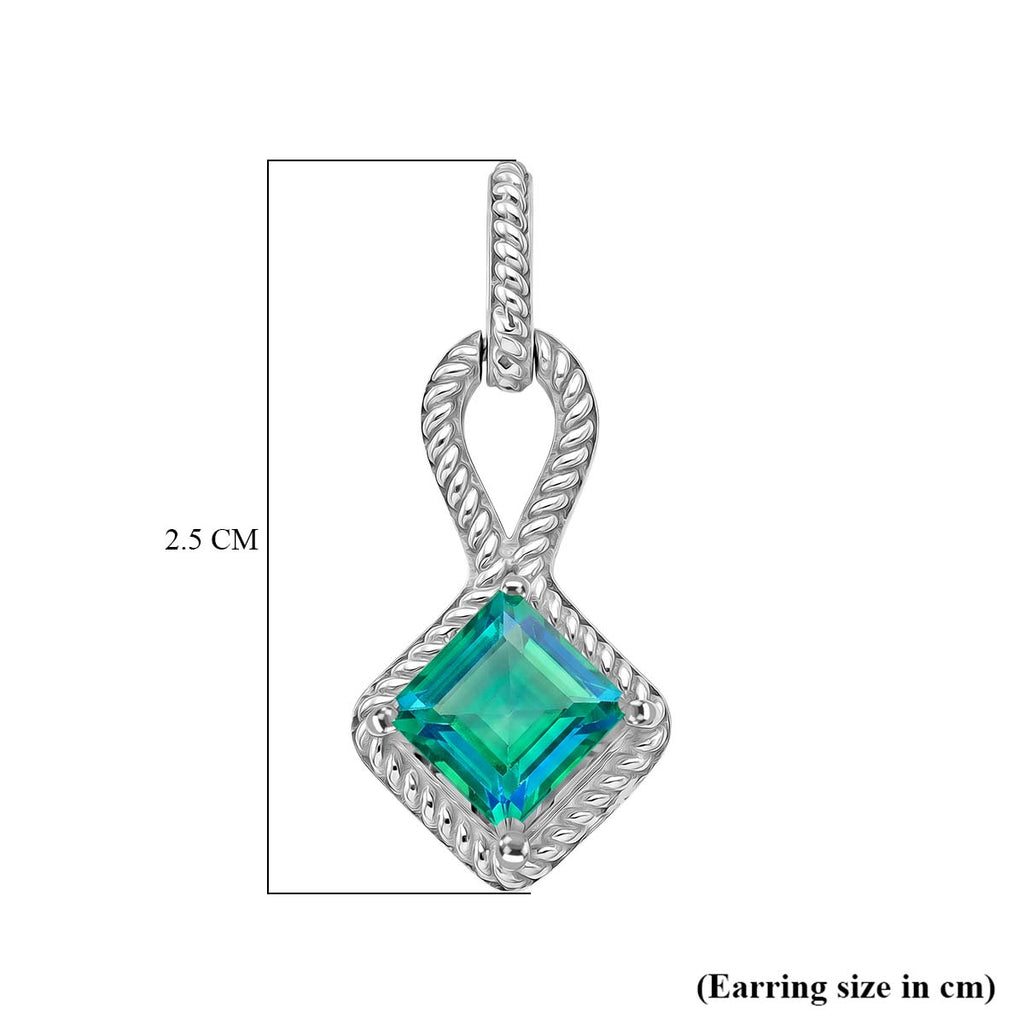 D'Joy - Peacock Triplet Quartz Dangling Earring with Push Post in Platinum Overlay Sterling Silver 2.65 Ct._8565226_5