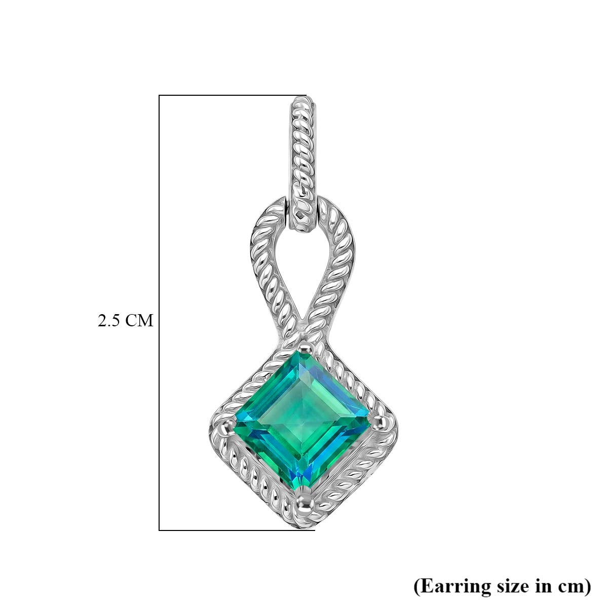 D'Joy - Peacock Triplet Quartz Dangling Earring with Push Post in Platinum Overlay Sterling Silver 2.65 Ct. V32515091 6