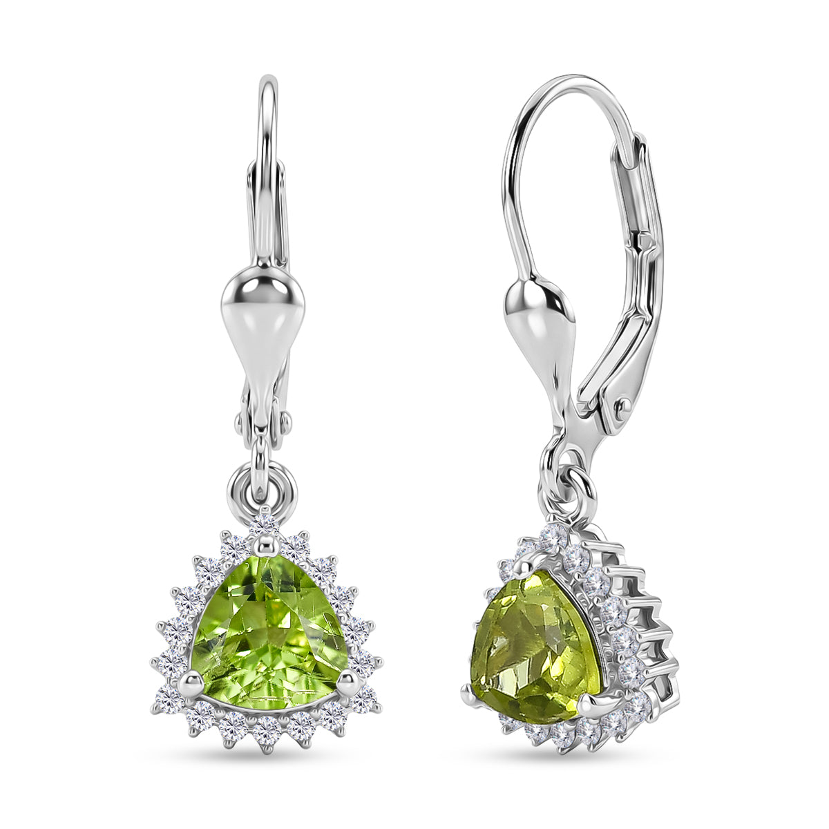 D'Joy Peridot August Birtshtone Lever Back Earring in Rhodium Overlay Sterling Silver 2.00 Ct. 8565232 0