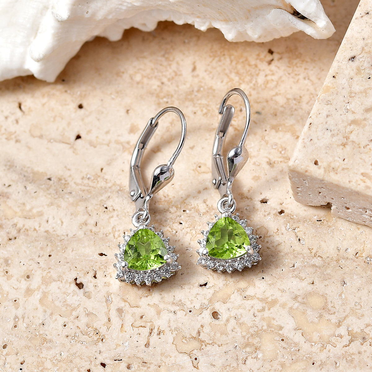 D'Joy Peridot August Birtshtone Lever Back Earring in Rhodium Overlay Sterling Silver 2.00 Ct. 8565232 3