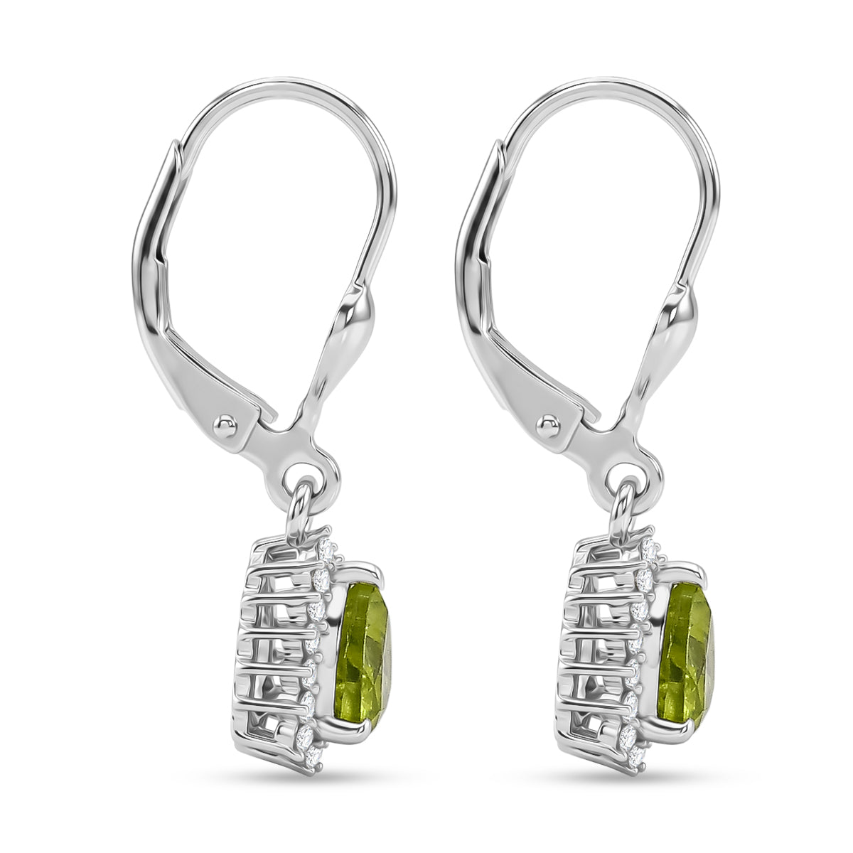 D'Joy Peridot August Birtshtone Lever Back Earring in Rhodium Overlay Sterling Silver 2.00 Ct. 8565232 4