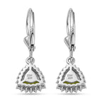 Royal Bali Collection - D'Joy Peridot & White Zircon Lever Back Earring in Rhodium Overlay Sterling Silver 2.00 Ct._8565232_4
