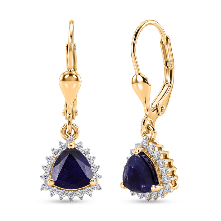 Royal Bali Collection - D'Joy Masoala Sapphire September birthstone Lever Back Earring in 18K Vermeil Yellow Gold Plated Sterling Silver 2.88 Ct. 8565235 1
