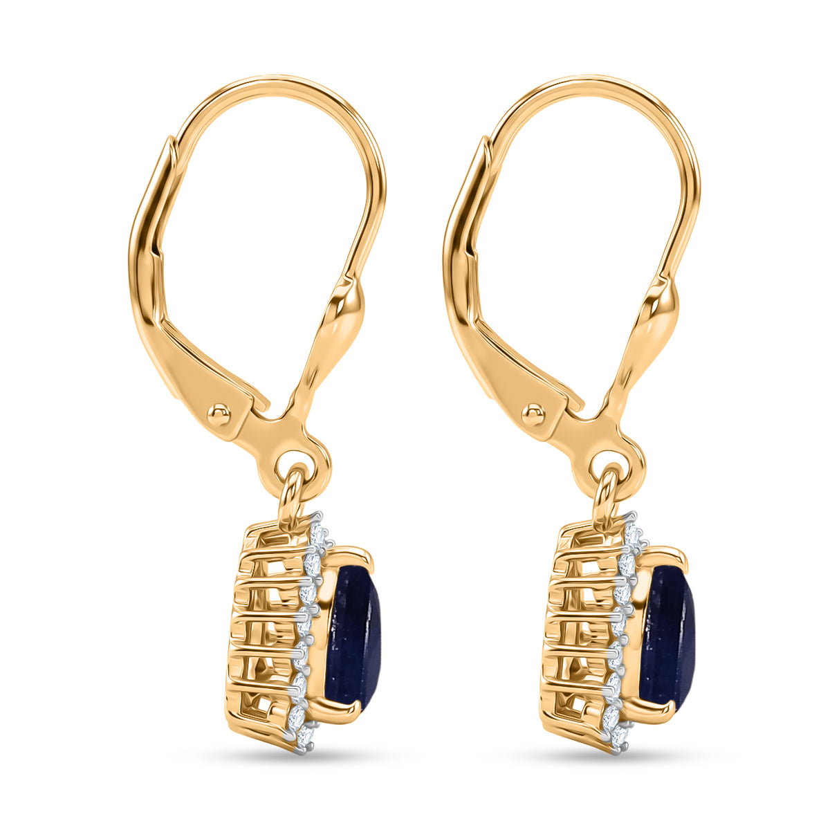 D'Joy Masoala Sapphire September birthstone Lever Back Earring in 18K Vermeil Yellow Gold Plated Sterling Silver 2.88 Ct. 8565235 4
