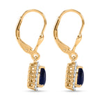 Royal Bali Collection - D'Joy Masoala Sapphire & White Zircon Lever Back Earring in 18K Vermeil Yellow Gold Plated Sterling Silver 2.88 Ct._8565235_3