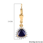 Royal Bali Collection - D'Joy Masoala Sapphire & White Zircon Lever Back Earring in 18K Vermeil Yellow Gold Plated Sterling Silver 2.88 Ct._8565235_5