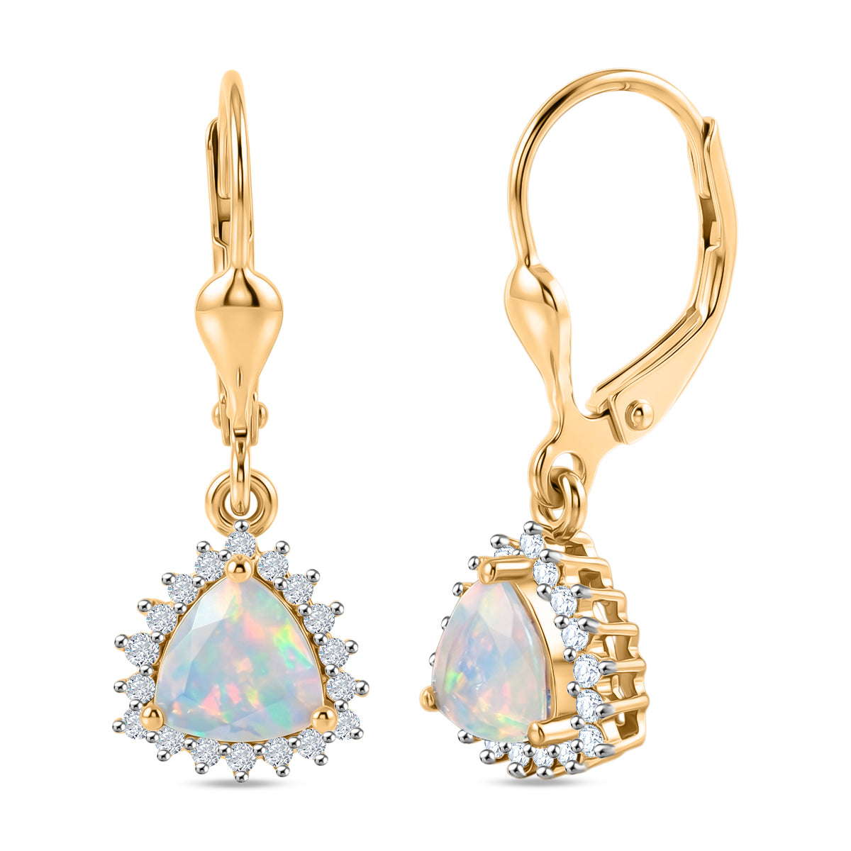 Royal Bali Collection -D'Joy Ethiopian Opal, October Birthstone Solitaire Lever Back Earring in 18K YG VermeilSterling Silver 1.136 Ct. 8565237 0