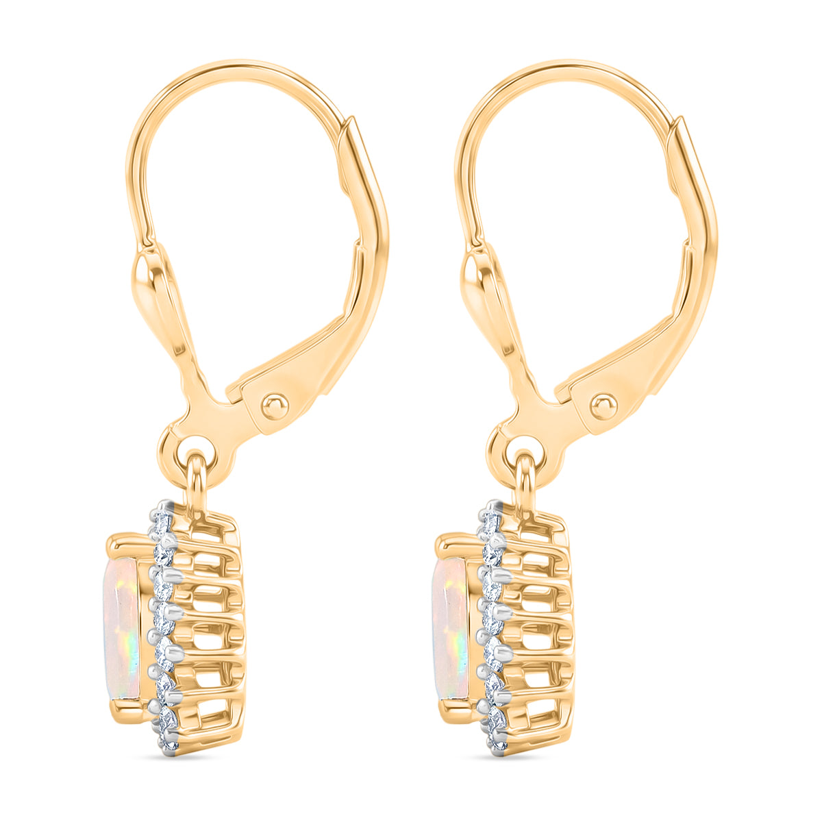 Royal Bali Collection -D'Joy Ethiopian Opal, October Birthstone Solitaire Lever Back Earring in 18K YG VermeilSterling Silver 1.136 Ct. 8565237 4