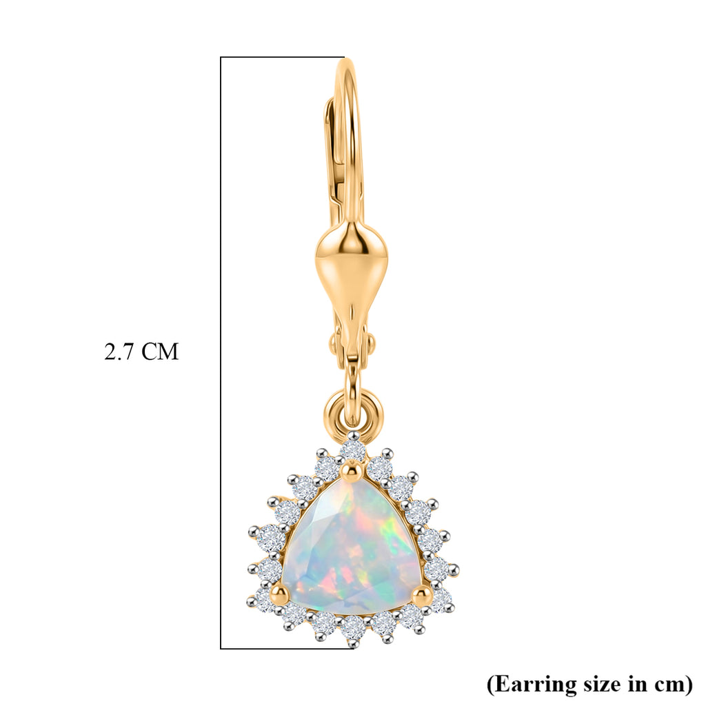 D'Joy Ethiopian Opal, White Zircon Solitaire Lever Back Earring in 18K YG VermeilSterling Silver  1.136  Ct._8565237_5