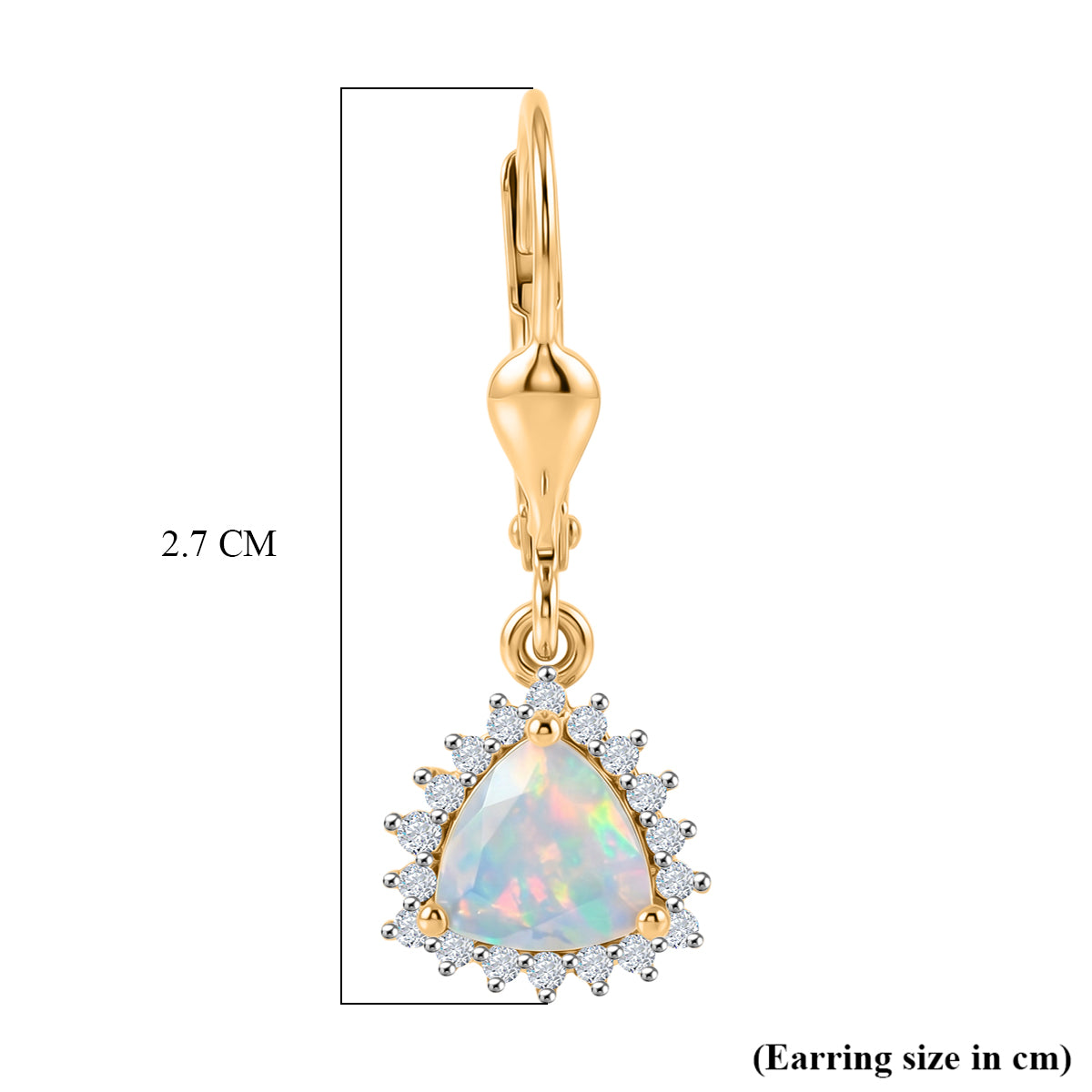 Royal Bali Collection -D'Joy Ethiopian Opal, October Birthstone Solitaire Lever Back Earring in 18K YG VermeilSterling Silver 1.136 Ct. 8565237 6