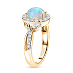 Royal Bali Collection - D'Joy Ethiopian Opal & Moissanite Halo Ring in 18K Vermeil Yellow Gold Plated Sterling Silver 1.50 Ct._8565263_3