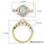 Royal Bali Collection - D'Joy Ethiopian Opal & Moissanite Halo Ring in 18K Vermeil Yellow Gold Plated Sterling Silver 1.50 Ct._8565263_5