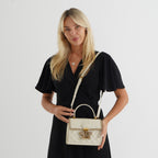 La Marey Signature Genuine Leather Quilted Butterfly Top Handle Bag with Crossbody Strap - Off White_8565294_1