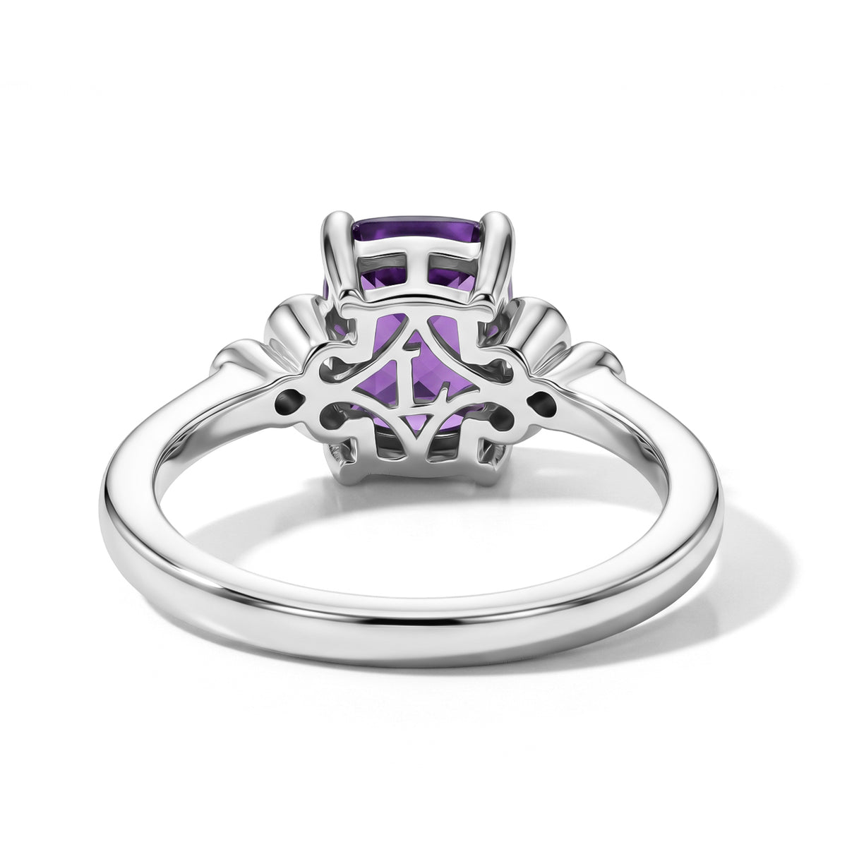 Luxuriant African Amethyst, Lab Grown Diamond Main Stone With Side Stone Ring in Rhodium OverlaySterling Silver  1.490  Ct. V32525609 3