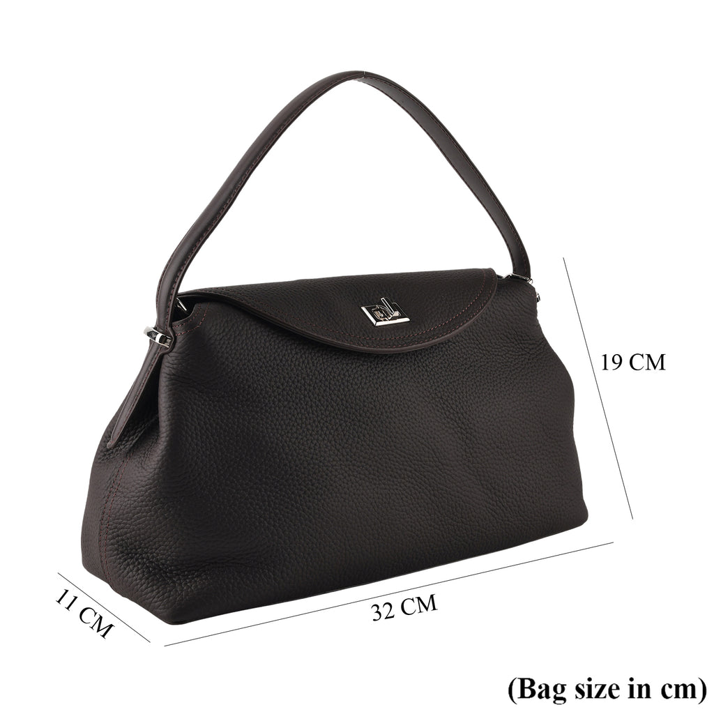 Genuine Leather Slouchy Flapover Crossbody Shoulder Bag - Coffee_8565731_6