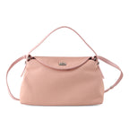 Genuine Leather Slouchy Flapover Crossbody Shoulder Bag - Pink_8565733